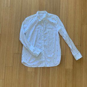 Gap Fitted Boyfriend Polkadot Collared Button Down Shirt